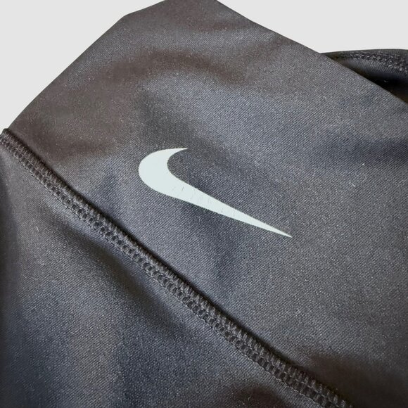 LARGE Womens Nike Power Team Victory Just Do It Black Gray Leggings - Picture 5 of 11